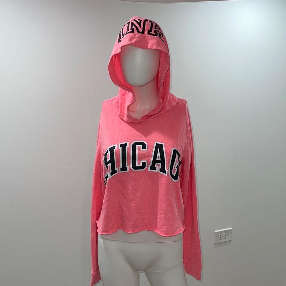 Pink Victoria Secret New Chicago Cropped Hoodie